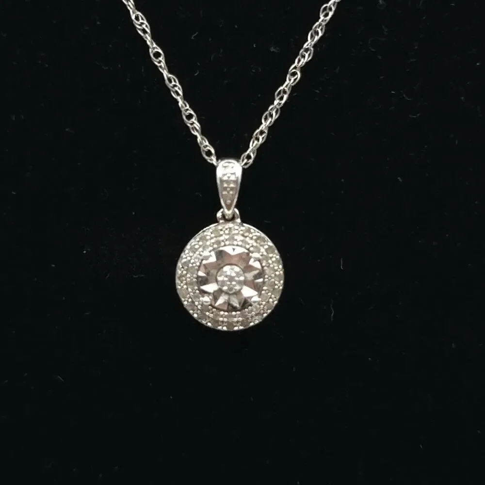 MIDAS 925 Cable Chain Necklace Genuine‎ Diamond Charm Pendant